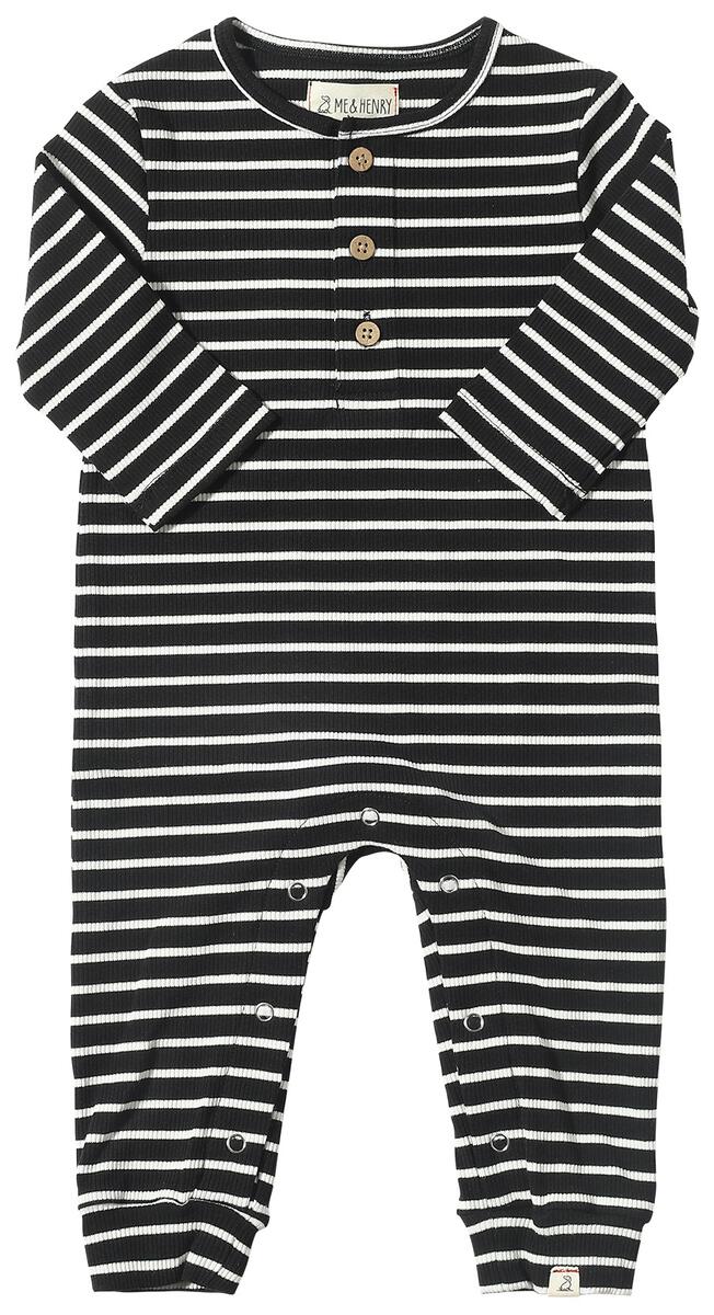 Mason Ribbed Romper - Black/White Stripe by Me & Henry