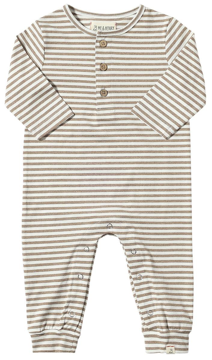 Mason Romper - Taupe/White Stripe by Me & Henry