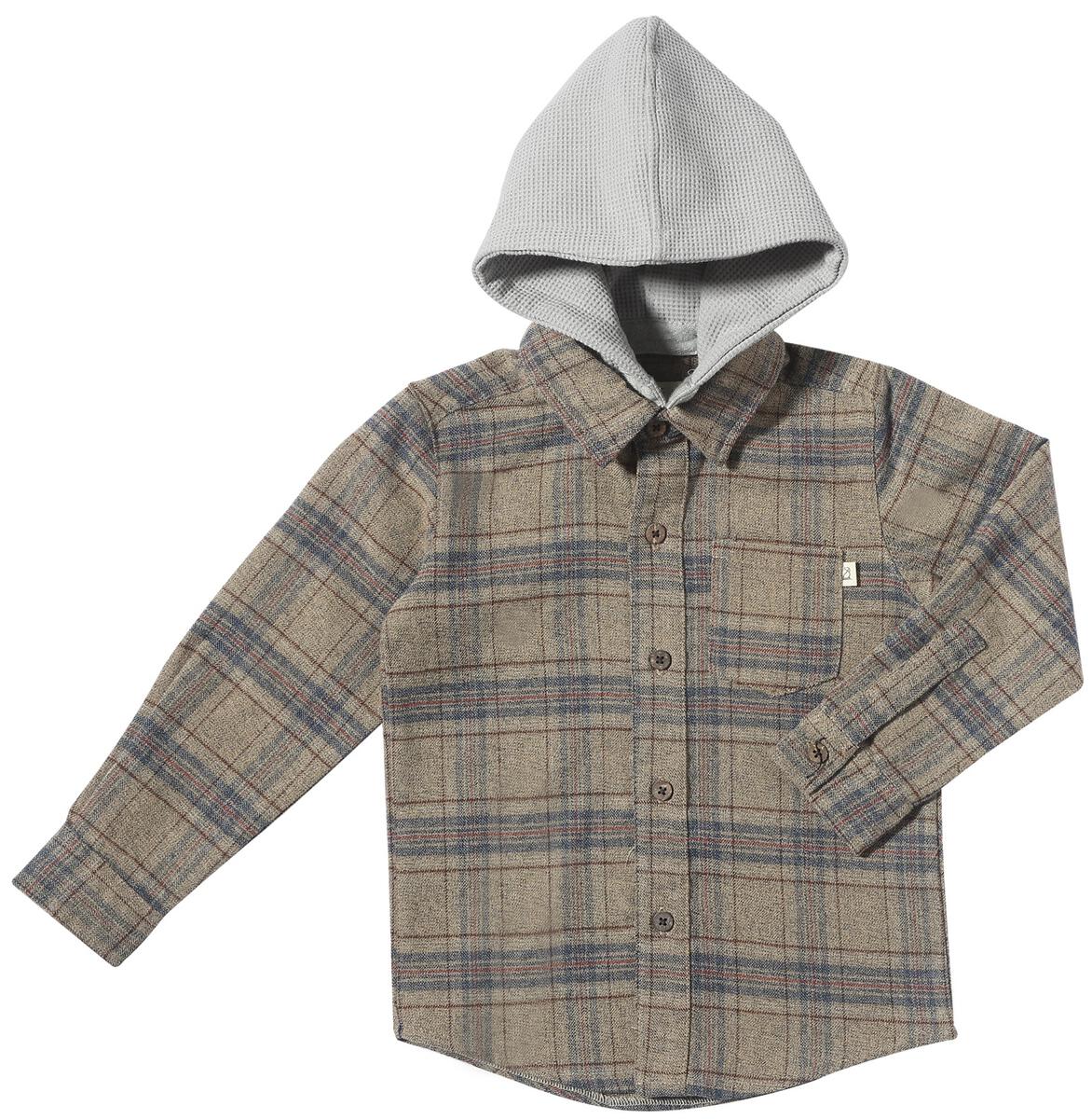 Erin Hooded Shirt - Beige Plaid by Me & Henry