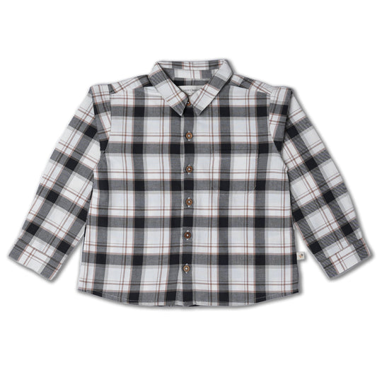 Organic Collared Long Sleeve Shirt- Plaid Checks by Makemake
