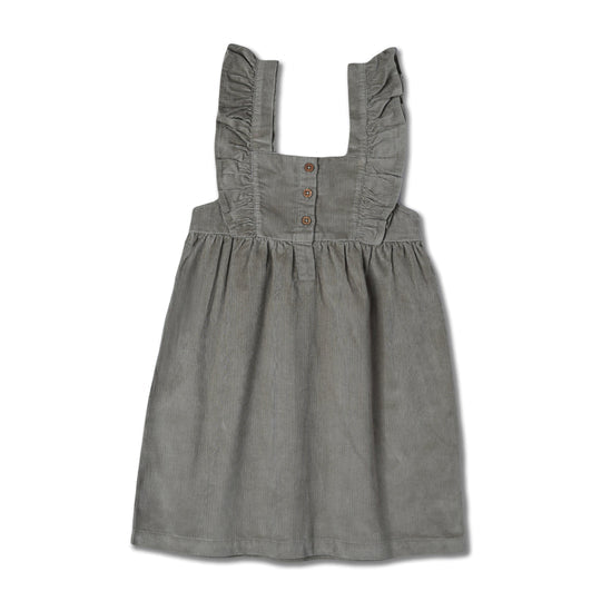 Organic Ruffle Corduroy Dress - Olive by Makemake