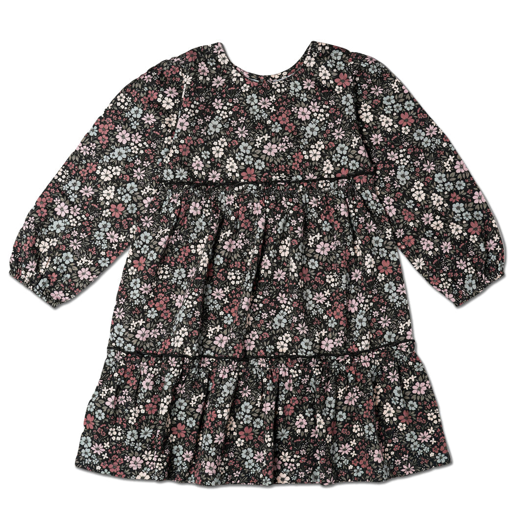 Organic Long Sleeve Tiered Dress - Bohemian Floral by Makemake