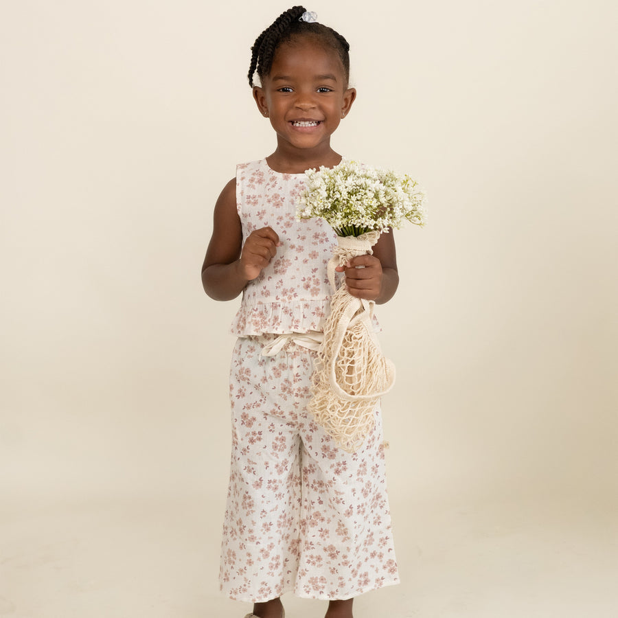 Organic Ruffle Top & Pants Set - Petit Floral by Makemake