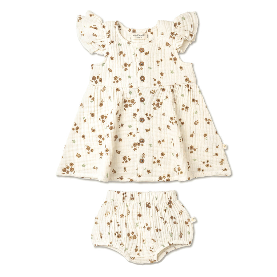 Organic Button Flutter Dress - Bohemia by Makemake