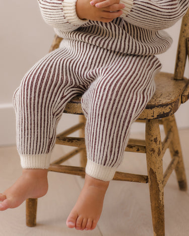 Chunky Knit Pant || Cherry Stripe by Quincy Mae