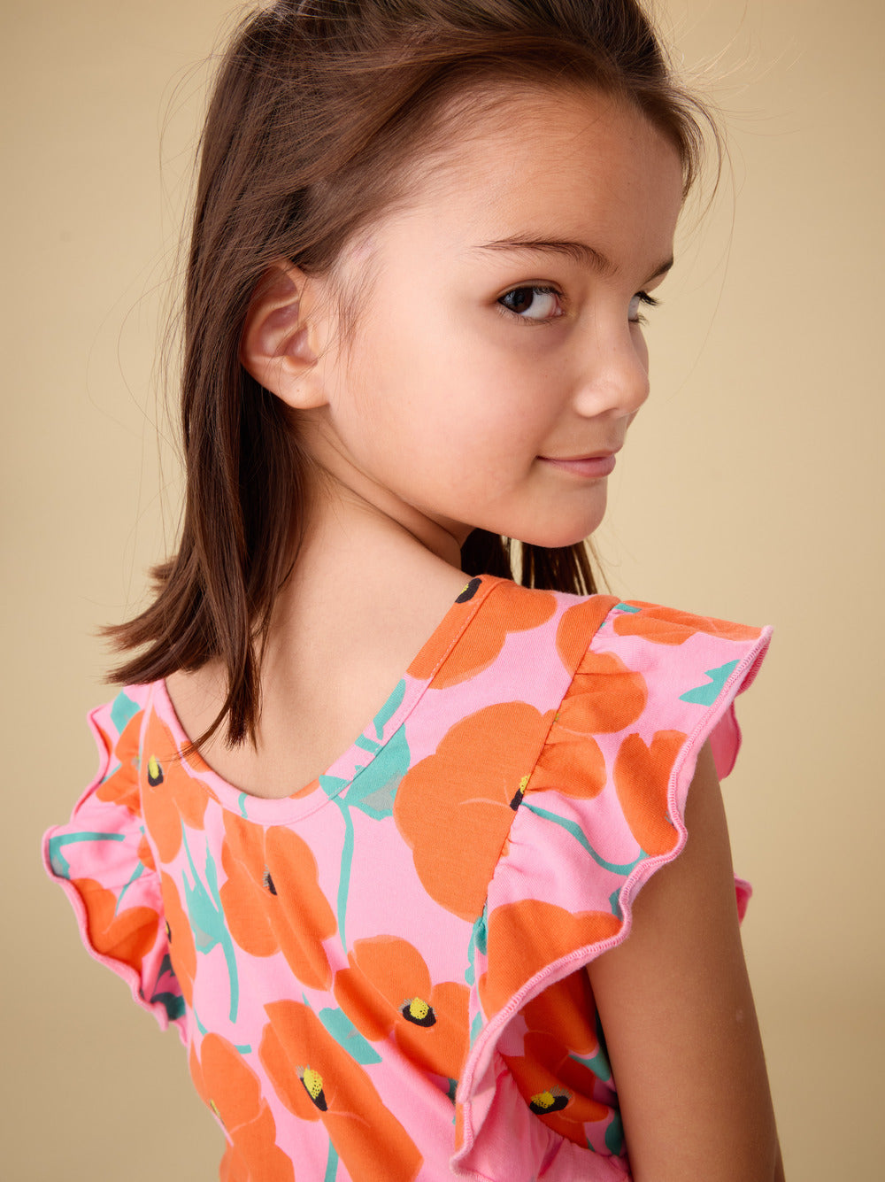 Flutter Sleeve Romper- Poppy Poppies by Tea