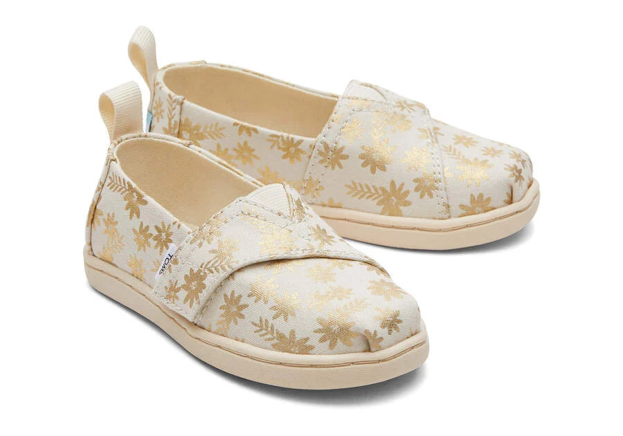 Tiny Kids Alpargata in Gold Foil Floral by TOMS