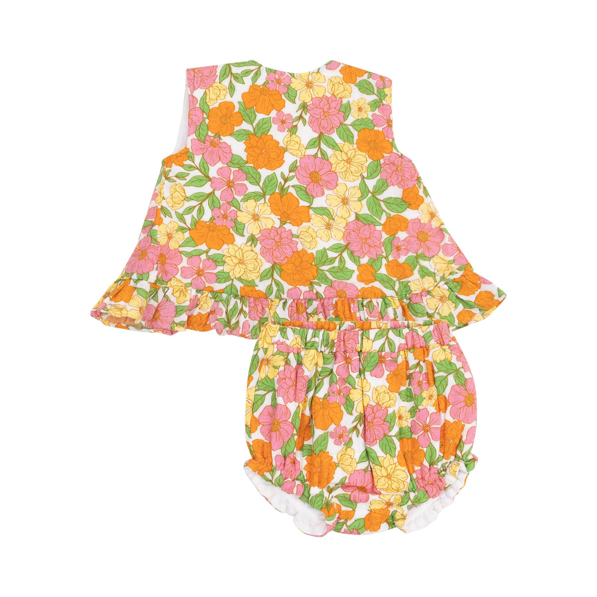 Ruffle Back Top & Bloomer - Botanical Retro Floral by Angel Dear