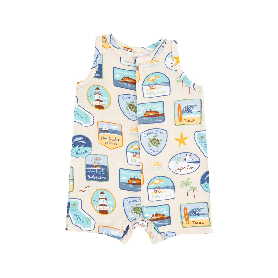 Sleeveless Shortie Romper - Beach Patches by Angel Dear