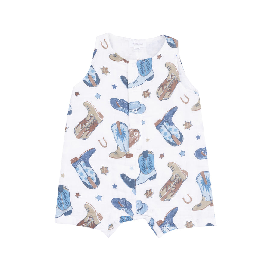 Sleeveless Shortie Romper - Cowboy Boots Blue by Angel Dear