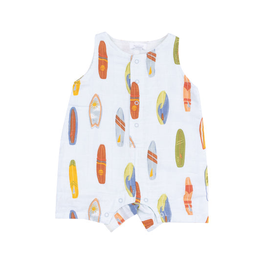 Sleeveless Shortie Romper - Vintage Surfboards by Angel Dear