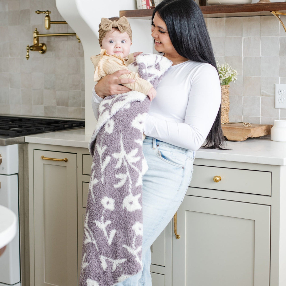 Double-Layer Bamboni Receiving Blanket in Pansy by Saranoni