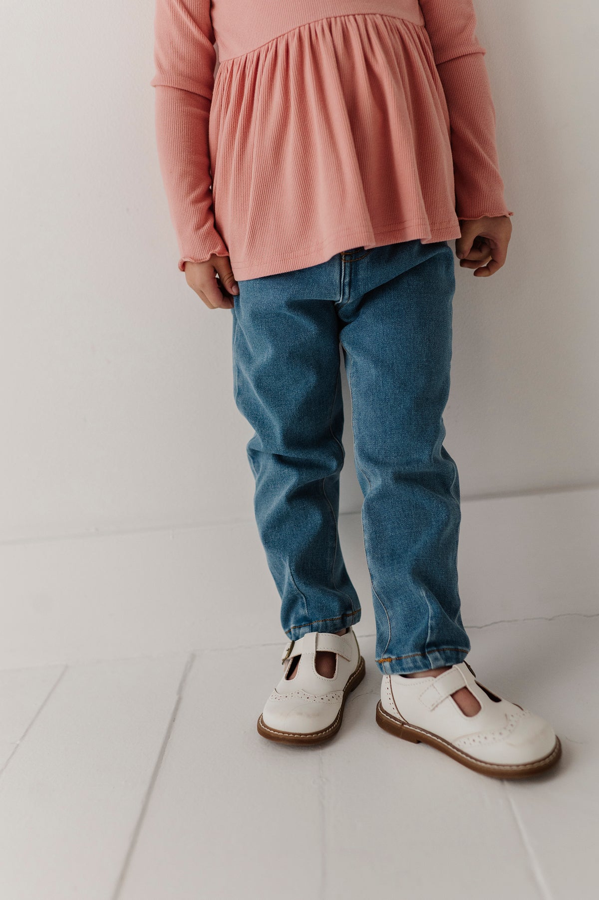 Paperbag Denim Pants- Mid Blue Wash by Babysprouts