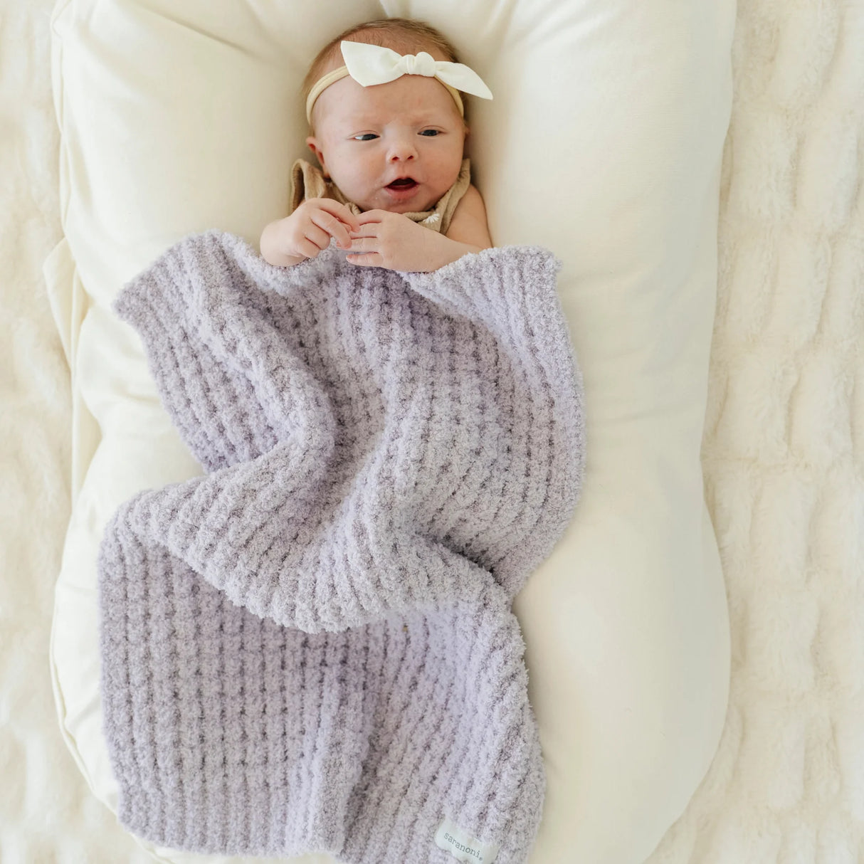 Waffle Knit Mini Blanket- Wisteria by Saranoni