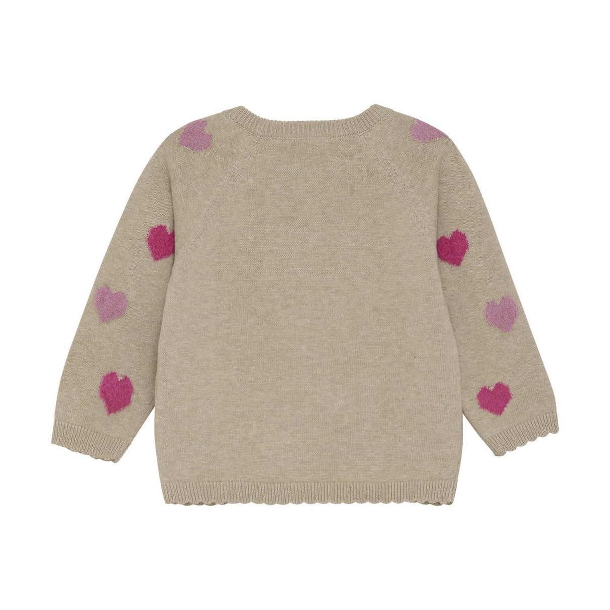 Knit Cardigan- Beige Melange Hearts by Minymo