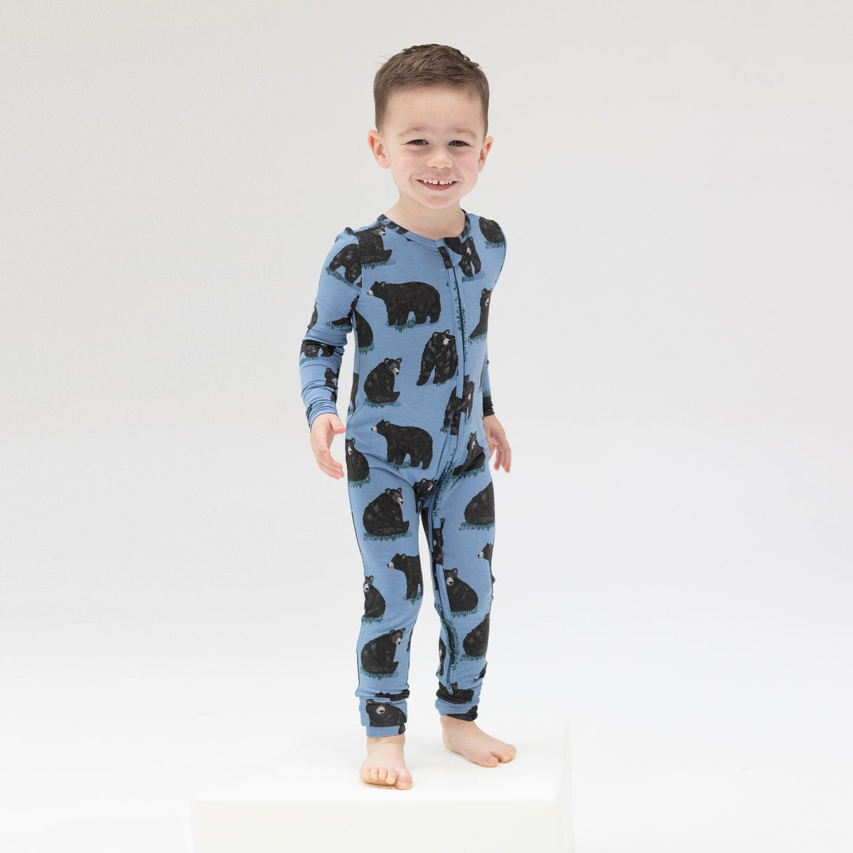 2-Way Zipper Romper - Black Bears by Angel Dear