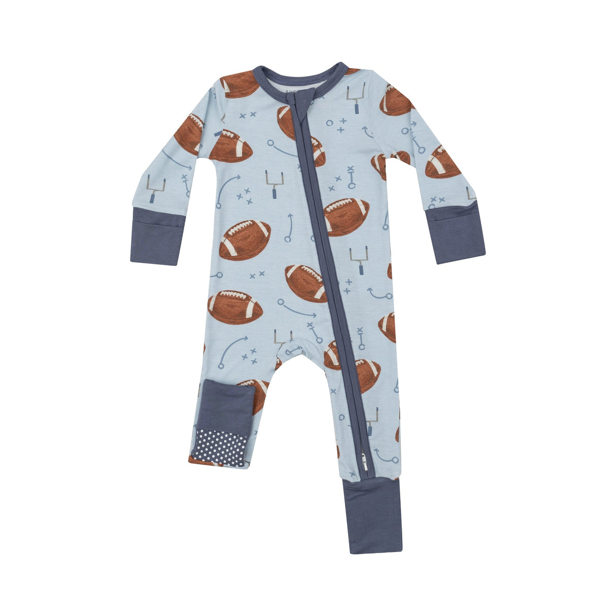 2-Way Zipper Romper - Footballs Blue by Angel Dear