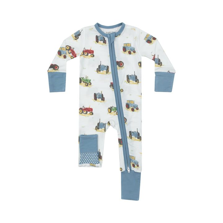 2-Way Zipper Romper - Vintage Tractors by Angel Dear