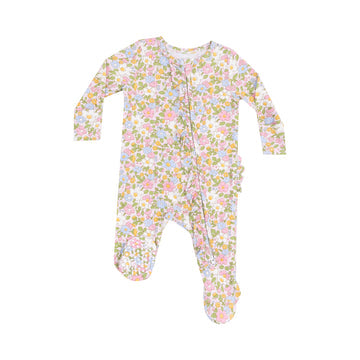 2 Way Zipper Ruffle Front Footie - Bubbly Baby Calico by Angel Dear