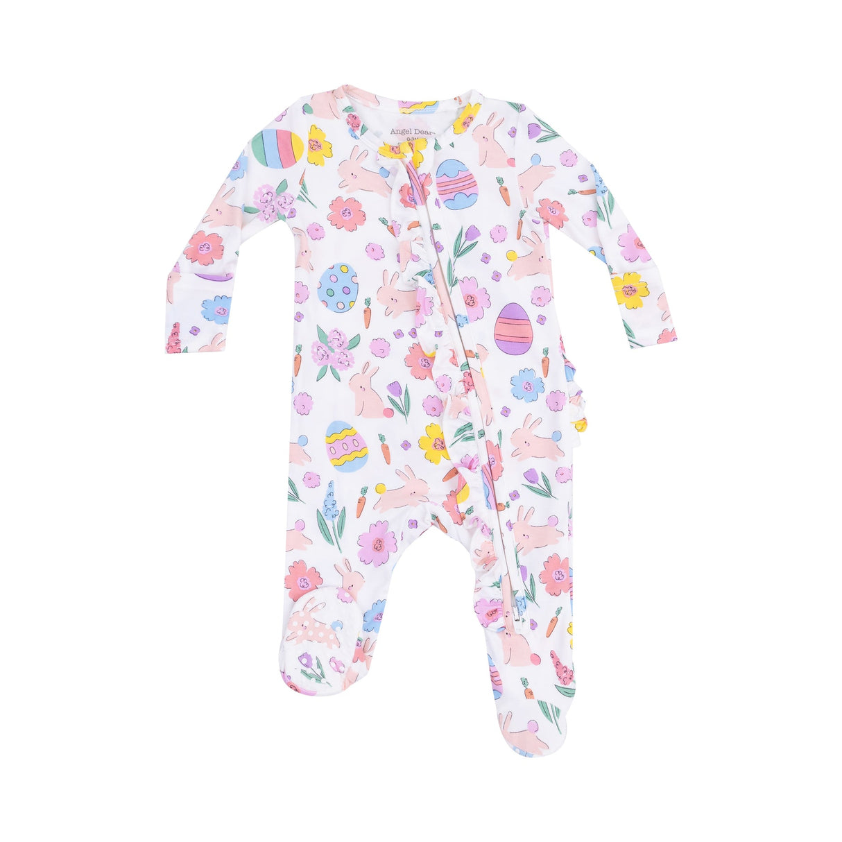 2 Way Ruffle Zipper Footie - Easter Bunnies Pink by Angel Dear