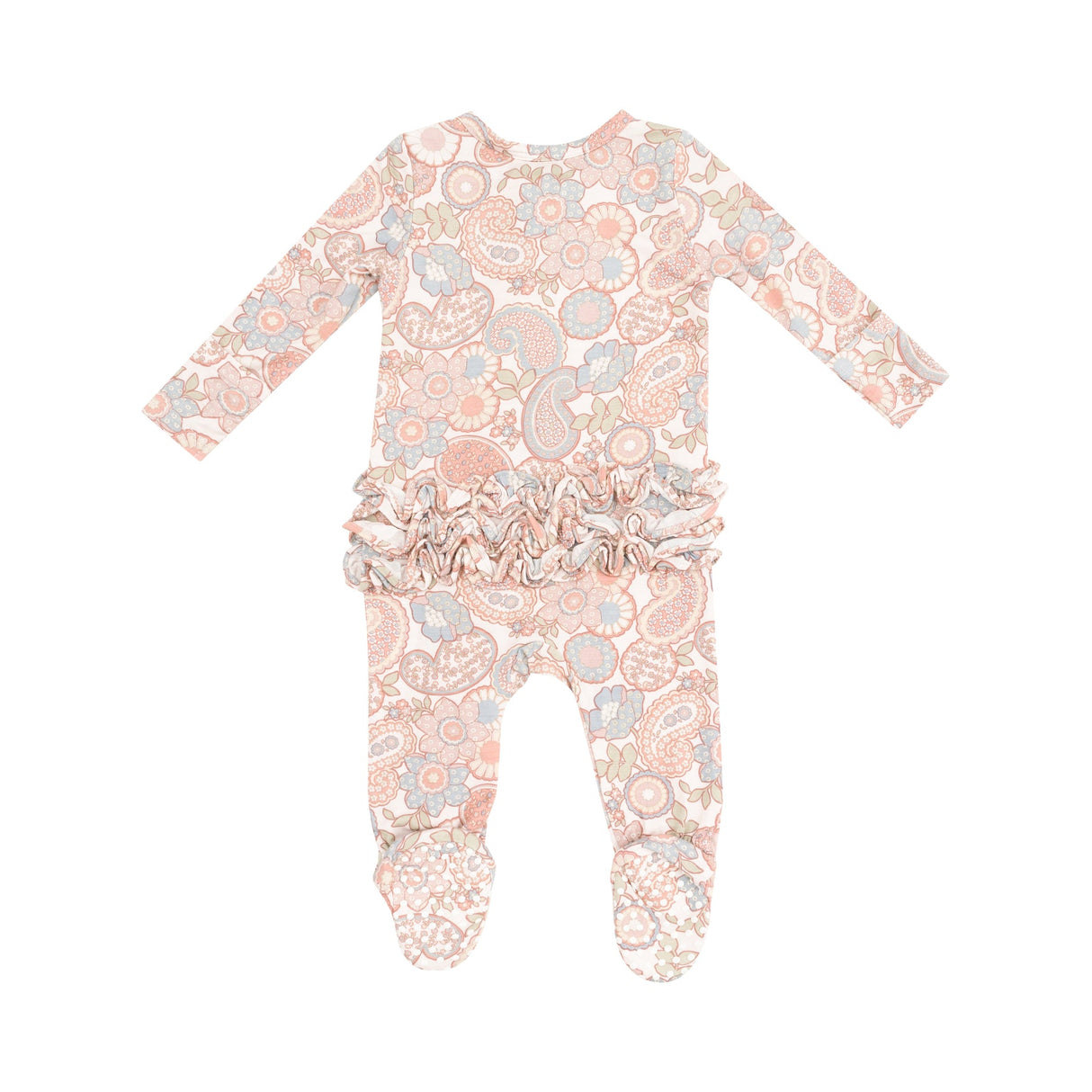 2 Way Zipper Ruffle Front Footie - Folk Paisley by Angel Dear