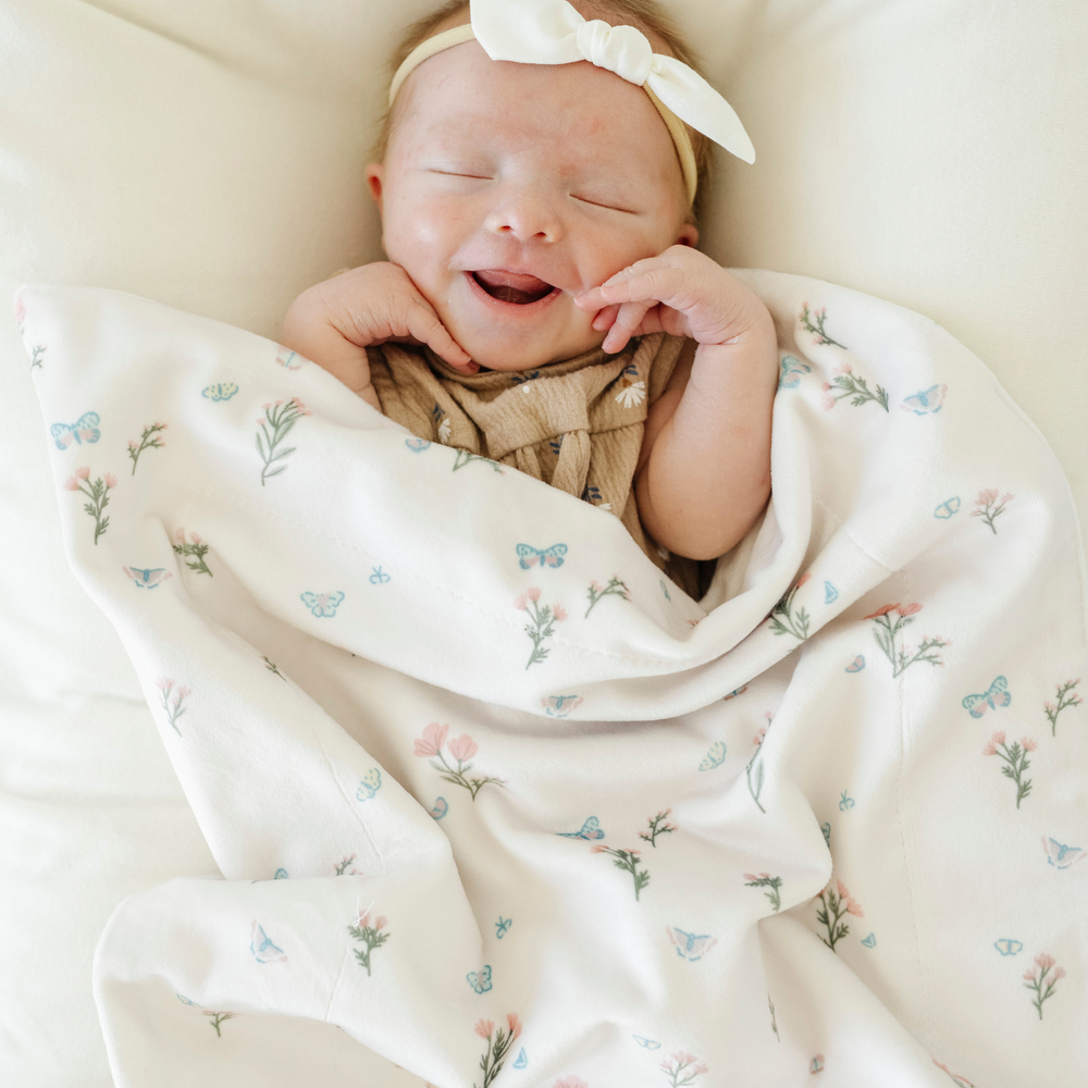 Minky Stretch Receiving Blanket- Secret Garden by Saranoni