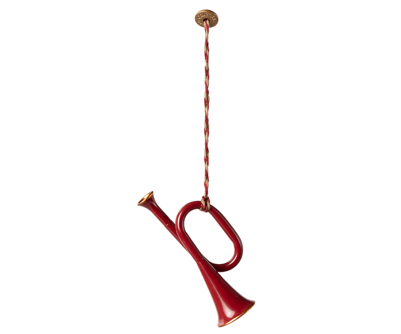 Metal ornament, Trumpet - Red by Maileg