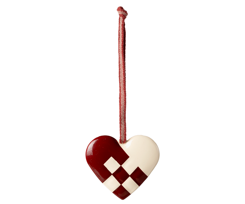 Metal ornament, Small heart - Red by Maileg