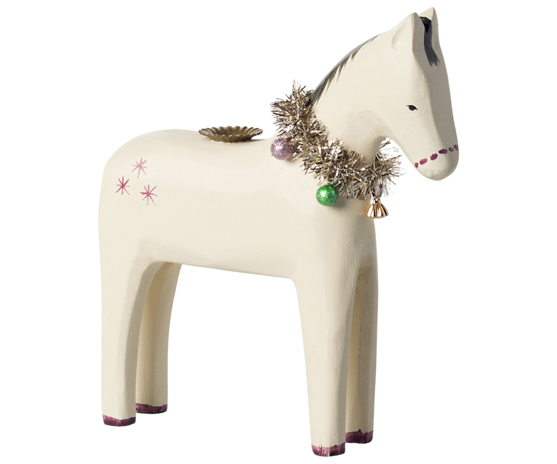 Wooden candle holder, Small horse by Maileg