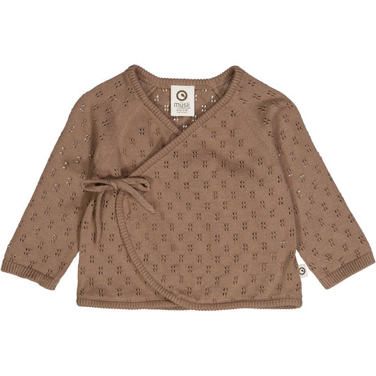 Knit Cardigan w/ Cross Closure- Walnut by Musli