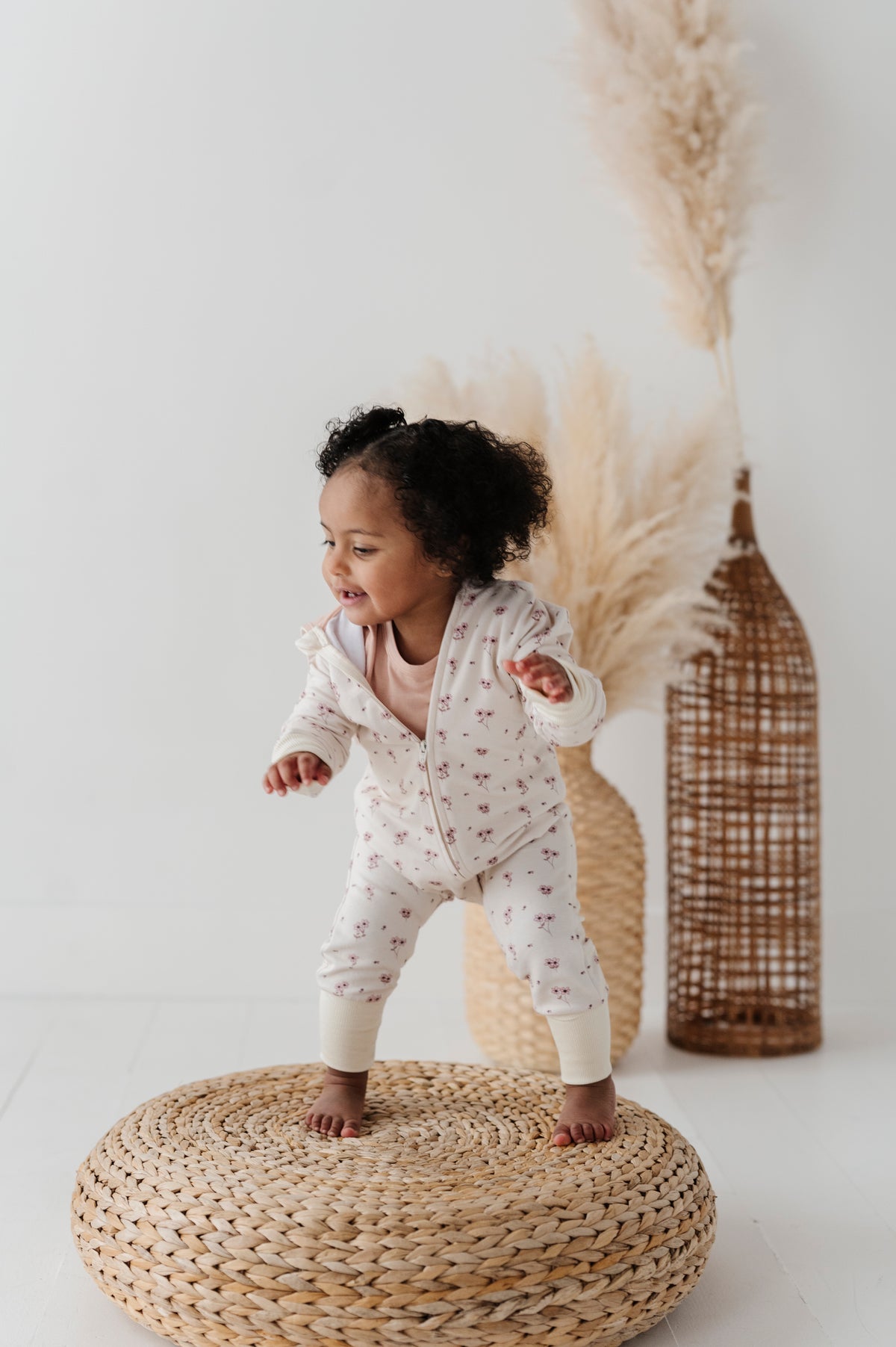 Zip Romper - Mini Floral in Cream by babysprouts