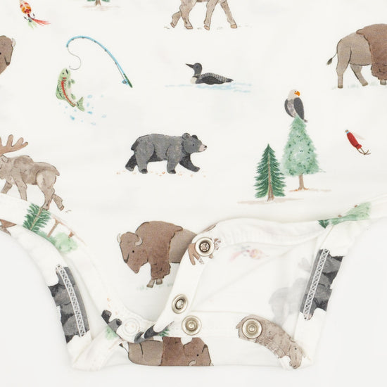 Long Sleeve Bodysuit- Northern Woodland Animals by Angel Dear
