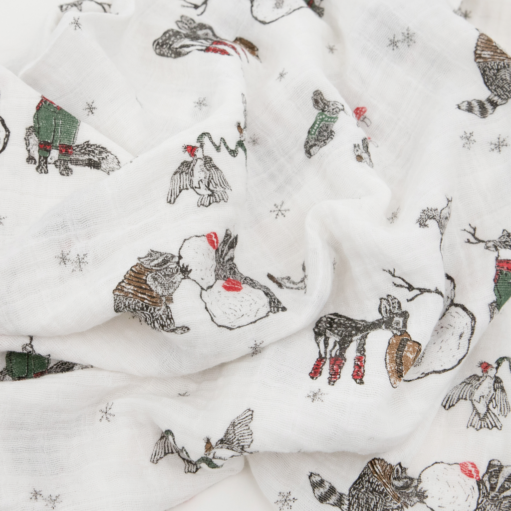 Cotton Muslin Swaddle Blanket - Snow Day by Little Unicorn