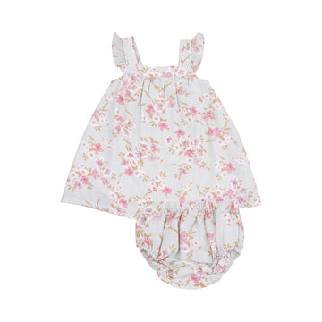 Sundress & Diaper Cover - Pink Phlox Floral by Angel Dear