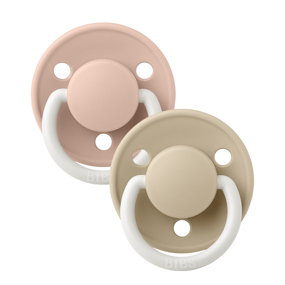 De Lux GLOW Pacifiers 2 Pk- Blush/Vanilla by Bibs