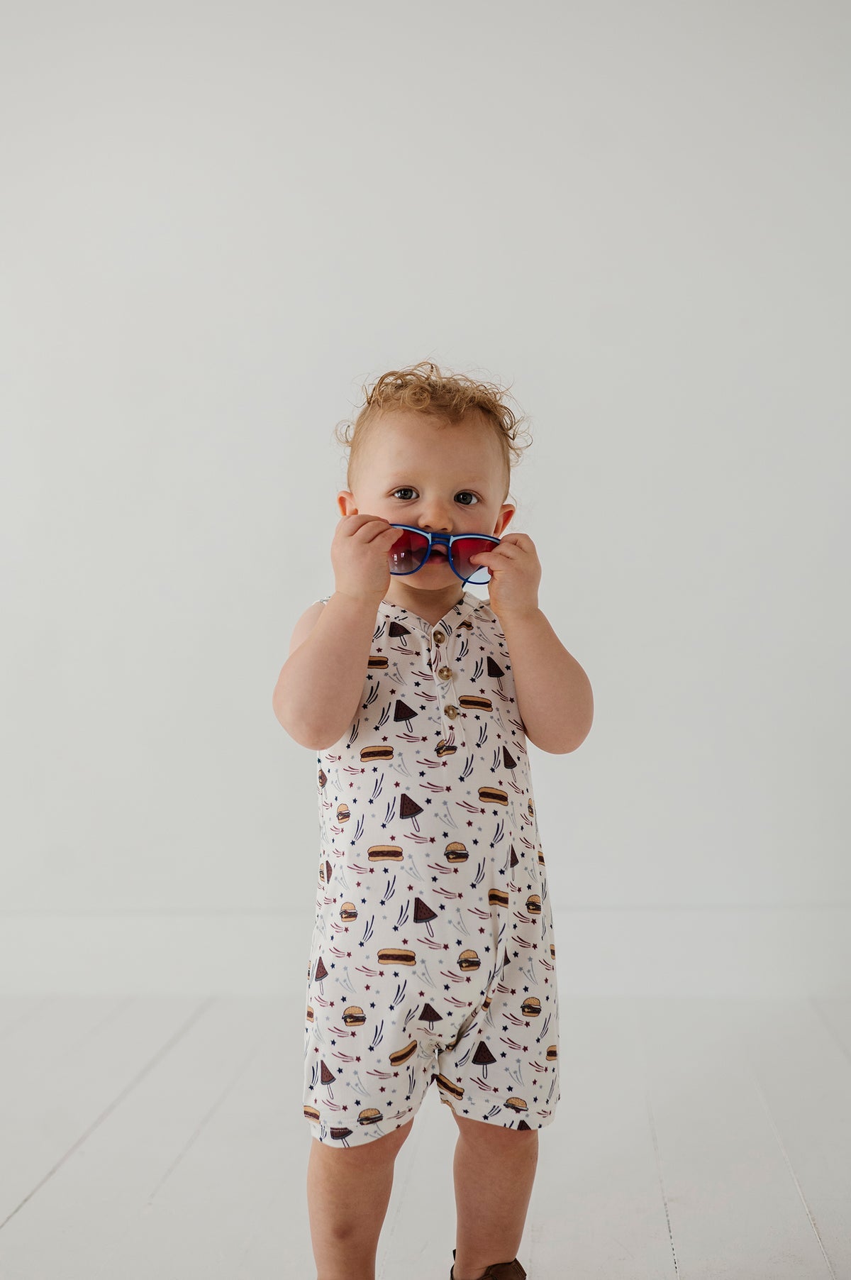 Boy's Sleeveless Romper- Burgers 'n Dogs by Babysprouts