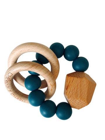 Hayes Silicone + Wood Teether Ring - Shaded Spruce by Chewable Charm