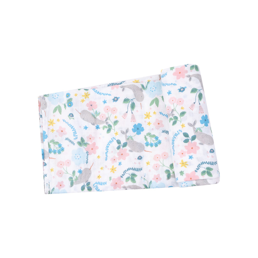 Swaddle Blanket - Narwhal Floral by Angel Dear