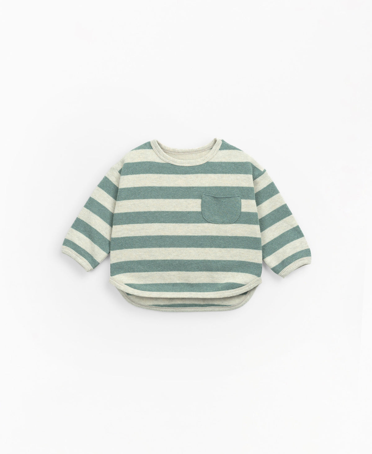Striped jersey with fleece on the inside - Green by Play Up