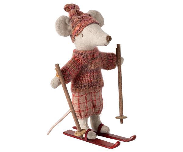 Winter mouse with ski set, Big sister - Rose by Maileg