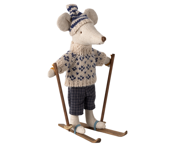 Winter mouse with ski set, Dad - Blue by Maileg
