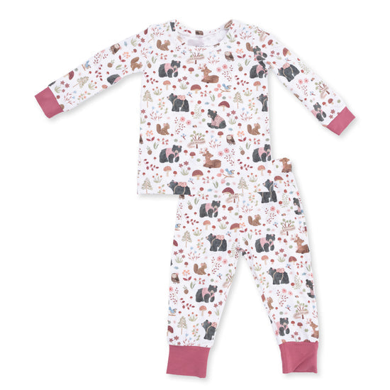 L/S Loungewear Set- Southern Woodland Animals Pink by Angel Dear