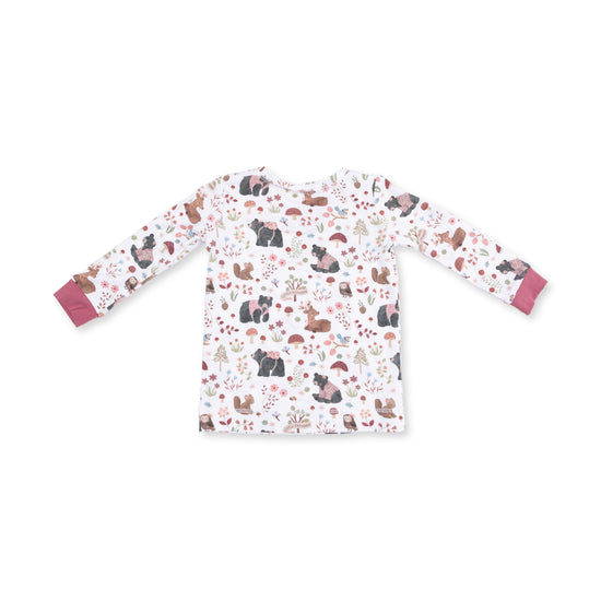 L/S Loungewear Set- Southern Woodland Animals Pink by Angel Dear