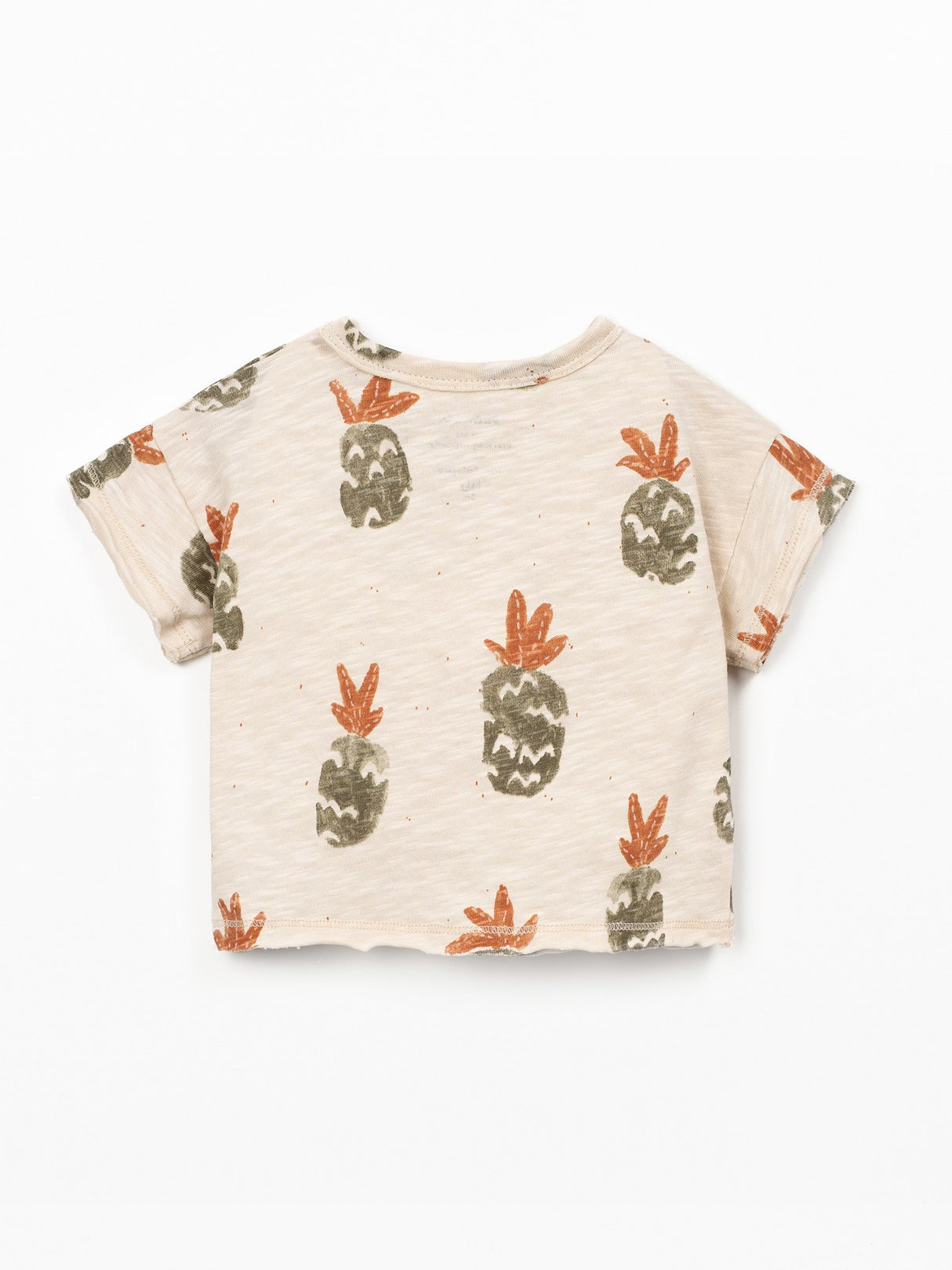 Printed Flame Jersey T-Shirt- Beige Pineapple by Play Up