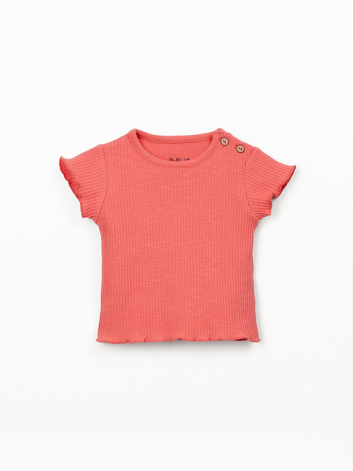 Flame Ribbed T-Shirt in Coral by Play Up