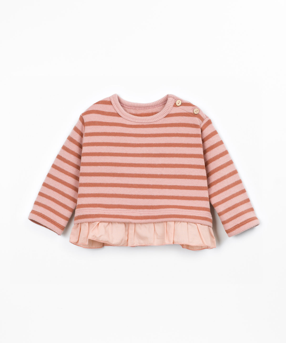 Striped Jersey Ruffle Sweater- Tapestry by Play Up