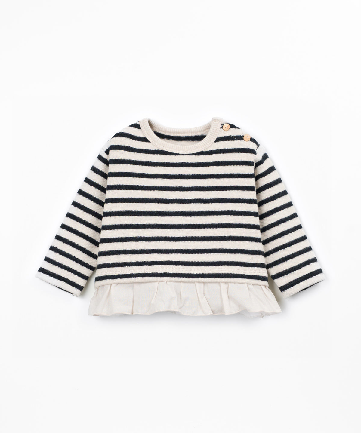 Striped Jersey Ruffle Sweater- Cocoon by Play Up