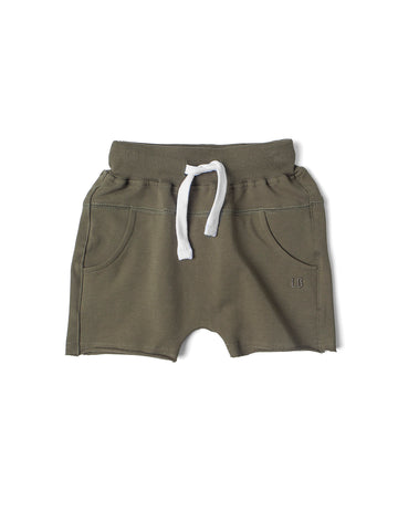 Raw Edge Harem Short - Dark Moss by Little Bipsy