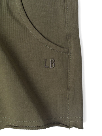 Raw Edge Harem Short - Dark Moss by Little Bipsy