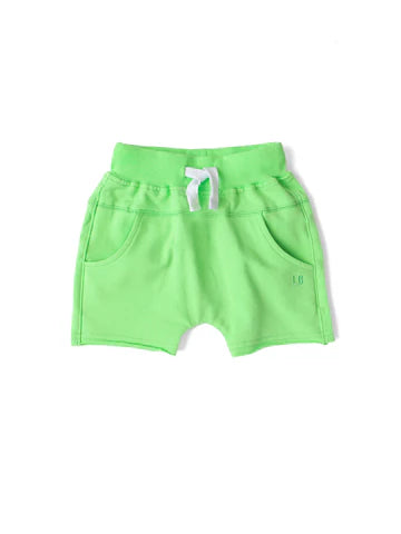 Raw Edge Harem Short - Electric Green by Little Bipsy